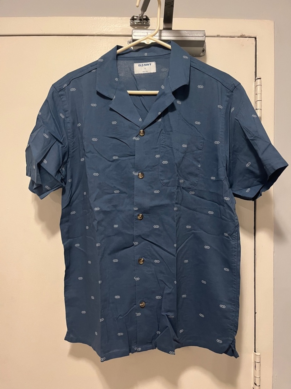 Old Navy Men's Slate Blue Short-Sleeve Camp Button-Down Shirt